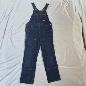 CARHARTT Women Brewster Double Front Bib Overalls Size S Reg Blue Denim